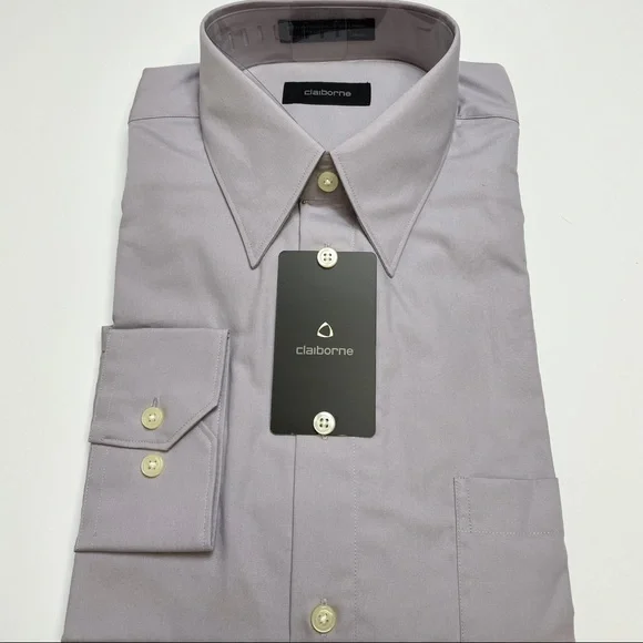 Vintage Claiborne Purple Dress Sport Shirt SZ L 16.5 34 35 Mens Career Buttons - Picture 3 of 7